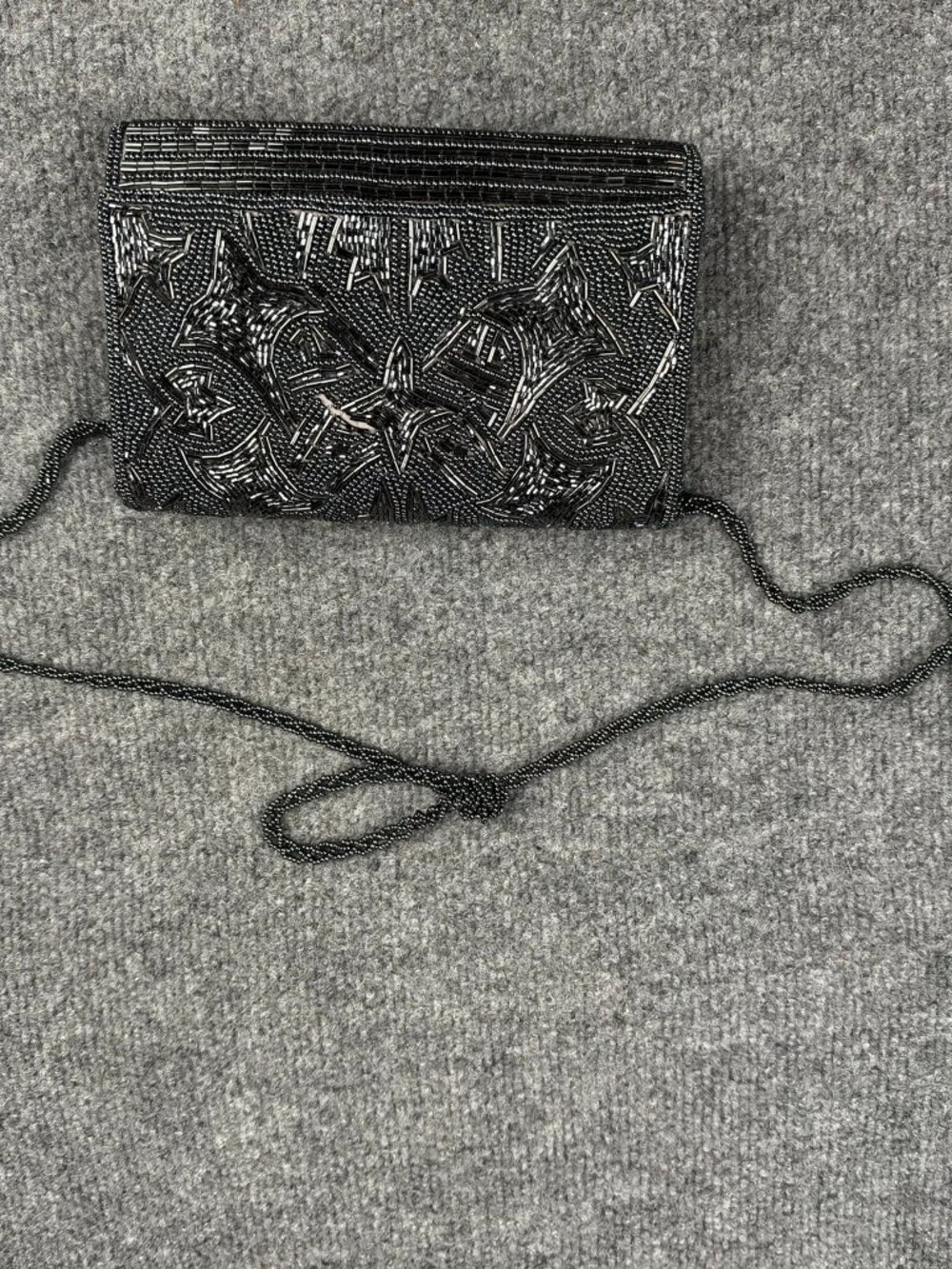 Black Beaded Evening Clutch Crossbody Formal Wedding Party Bag